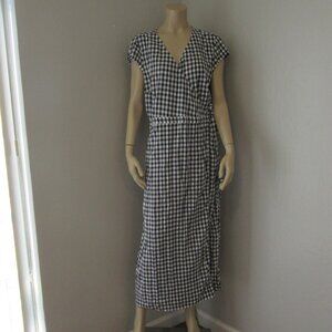 J. CREW Black & White Gingham Check XL Wrap Around Dress